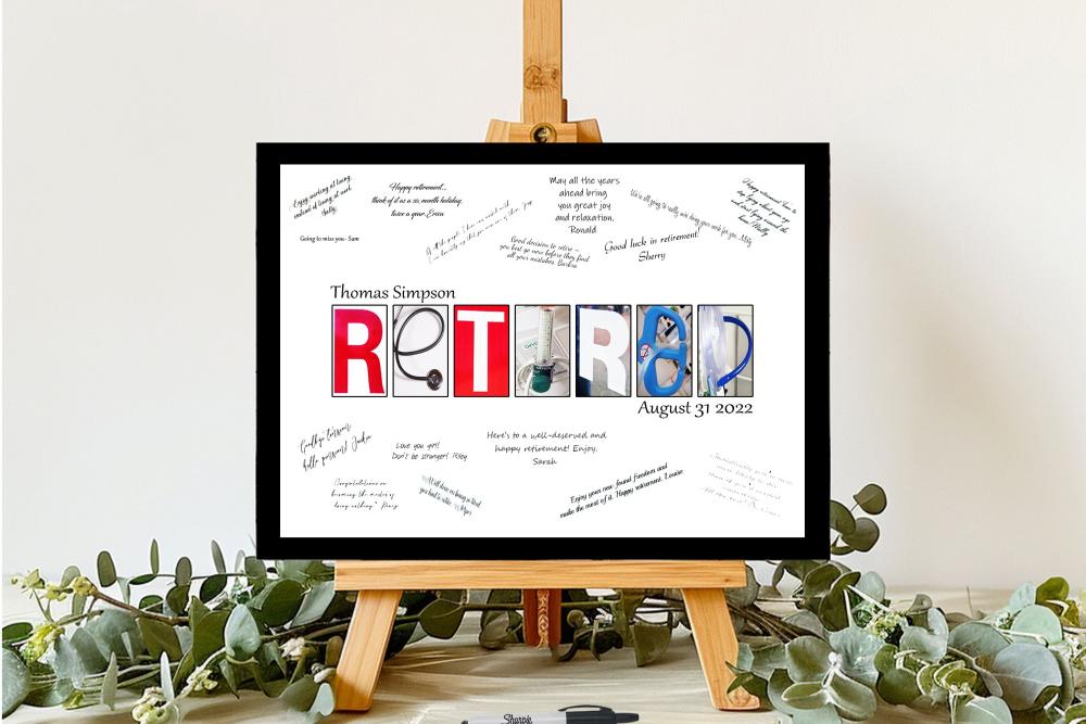 Medical Themed Retired Guest Book Alternative, Retirement Party Signature Board