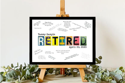 Retro Retirement Party Guest Book Alternative, Signature Board Gift For Coworker