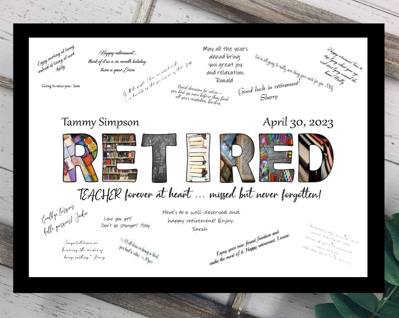Teacher Retirement Personalized Guest Book Alternative, Education Retirement Party Keepsake