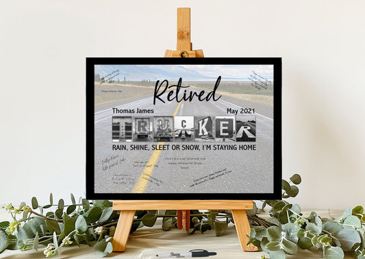 Retired Trucker Personalized Alphabet Photography Sign