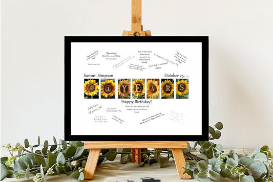 20 Years Sunflower Party Guest Book Alternative, Gift For Sunflower Lovers