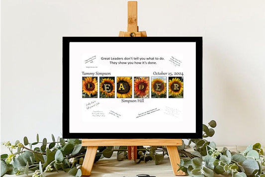 Sunflower Leader Personalized Signature Board, Boss Appreciation Gift For Coworker, Boss's Day