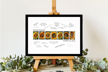 Sunflower Retirement Party Personalized Guest Book Alternative, Retired Gift For Women