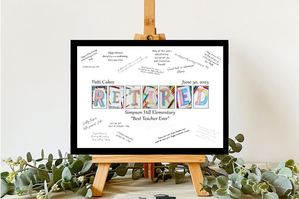 Art Supplies Themed Retirement Party Guest Book Alternative, Art Teacher Retired Gift