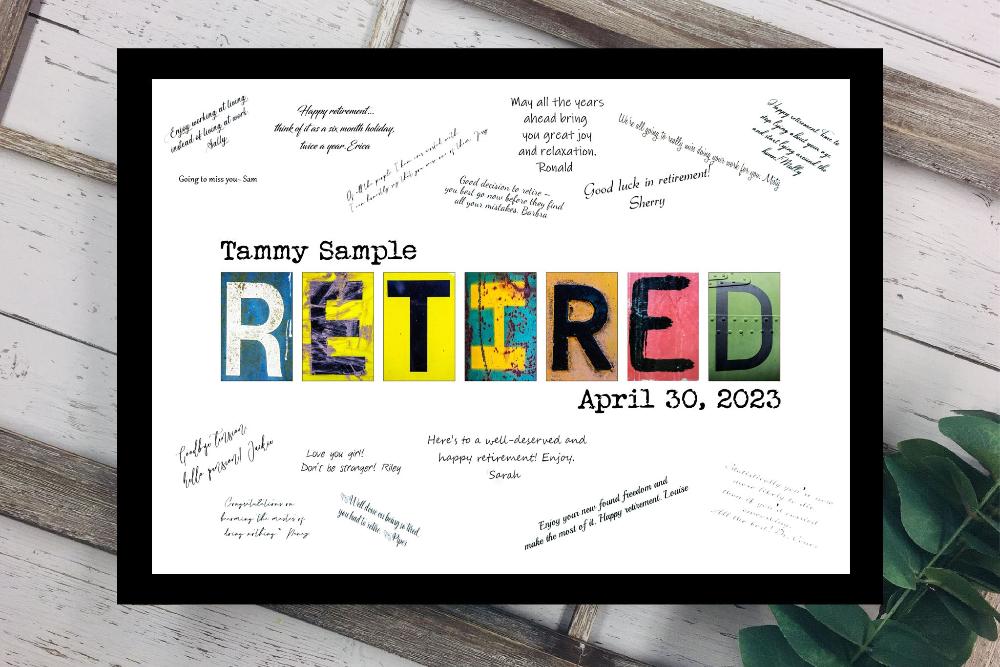 Retro Retirement Party Guest Book Alternative, Signature Board Gift For Coworker