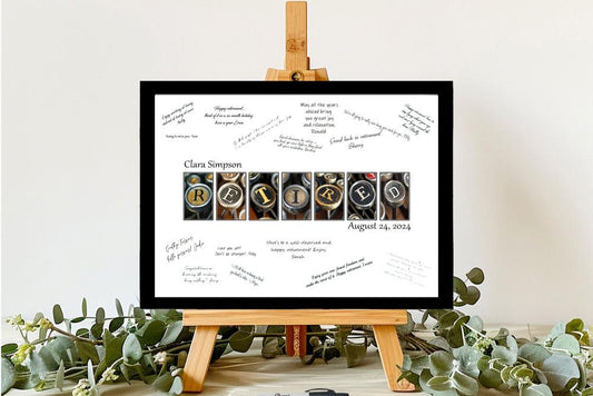 Vintage Typewriter Retirement Party Guest Book Alternative