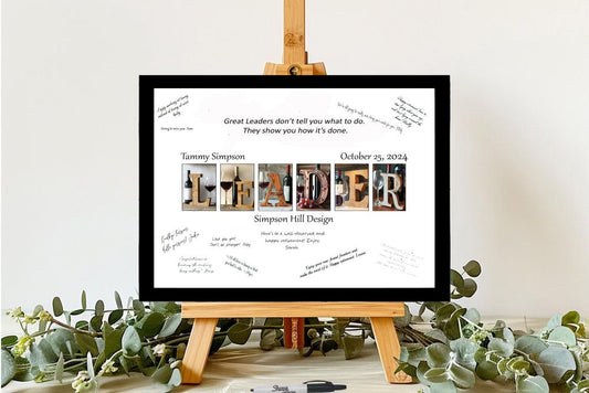 Wine Themed Leader Personalized Coworker Signature Print, Boss's Day Gift Idea