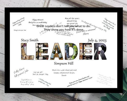 Wine Themed Leader Personalized Coworker Signature Print, Boss's Day Gift Idea