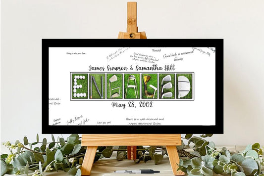 Golfing Couples Engaged Guest Book Alternative, Engagement Photo Prop Idea