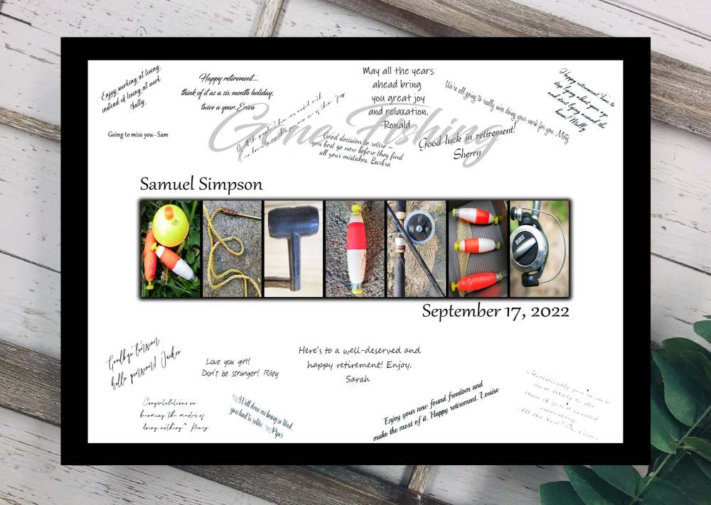 Gone Fishing Retirement Personalized Guest Book Alternative