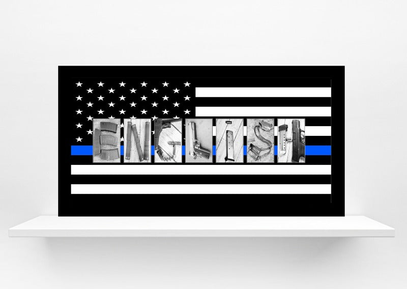 Police Officer Personalized Name Alphabet Photography Sign, Thin Blue Line Flag