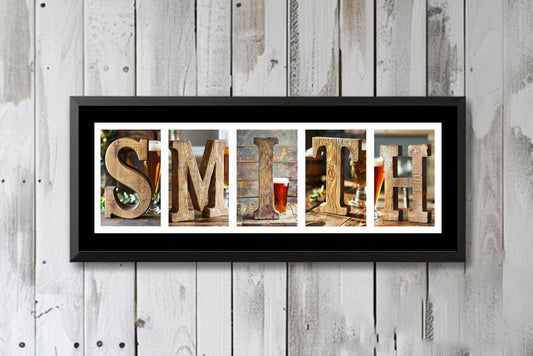 Craft Beer Rustic Personalized Name Art Sign, Beer Gift For Men