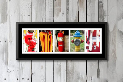 Firefighter Personalized Name Letter Photography Signs, Thin Red Line Gifts For Him