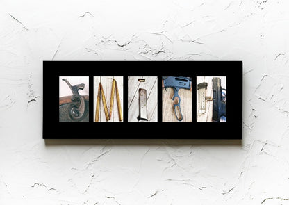 Guns & Ammo Personalized Name Alphabet Photography Sign, Gift for Men