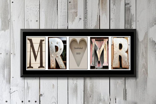 Established Date Mr and Mr Wedding Gift For Two Grooms, Alphabet Photography Sign