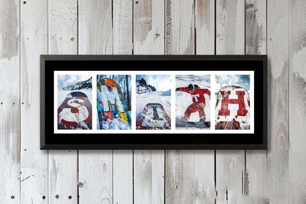 Snowboarding Personalized Name Art Sign, Extreme Sports