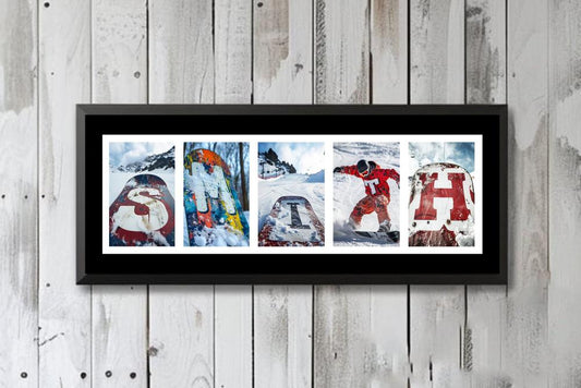 Snowboarding Personalized Name Art Sign, Extreme Sports