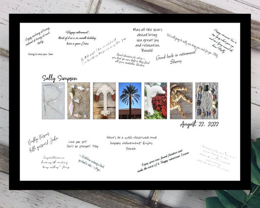 Retired Beach Themed Personalized Guest Book Alternative, Retirement Party Guest Sign In