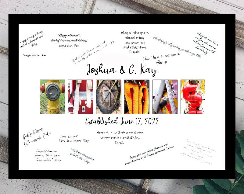 Firefighter Personalized Party Guest Book Alternative, Letter Photography Name Art