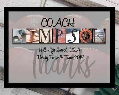 Football Coach Thank You Personalized End of Season Gift