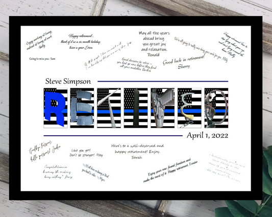 Retired Police Officer Thin Blue Line Guest Book Alternative, Law Enforcement