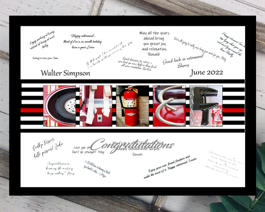 Firefighter Chief Thin Red Line Signature Guest Book Alternative, Firefighter Promotion Gift