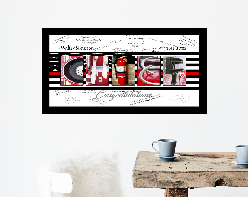 Firefighter Chief Thin Red Line Signature Guest Book Alternative, Firefighter Promotion Gift