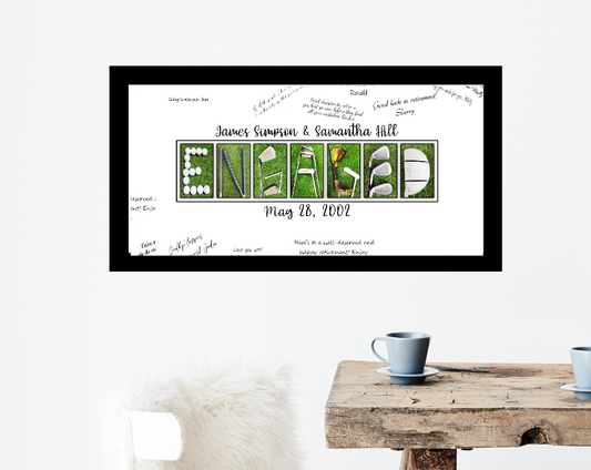 Golfing Couples Engaged Guest Book Alternative, Engagement Photo Prop Idea