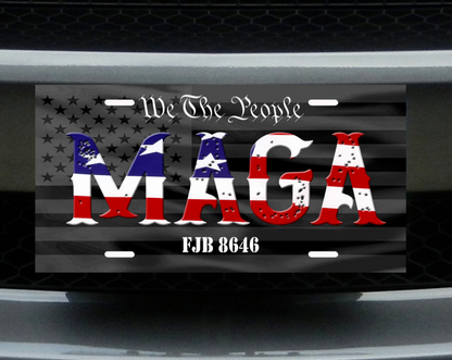 We The People MAGA Black Flag Novelty License Plates