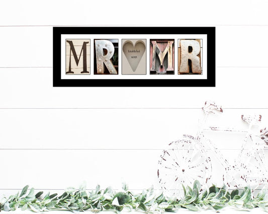 Established Date Mr and Mr Wedding Gift For Two Grooms, Alphabet Photography Sign